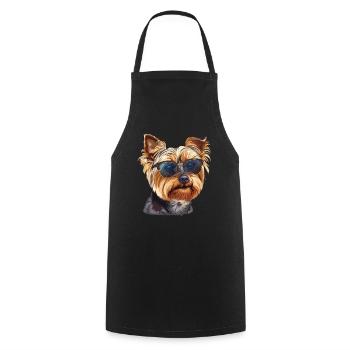 Yorkshire Terrier, Dog, Sunglasses, Summer - Cooking Apron - black - Front - AI Model Male 185 dark (185cm)