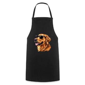 Golden Retriever, Dog, Sunglasses, Summer - Cooking Apron - black - Front - AI Model Male 185 dark (185cm)