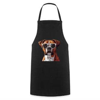German Boxer, Dog, Sunglasses, Summer - Cooking Apron - black - Front - AI Model Male 185 dark (185cm)