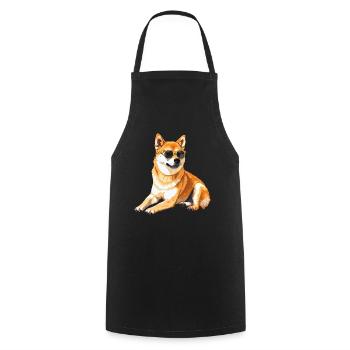 Akita, dog, sunglasses, summer, gift - Cooking Apron - black - Front - AI Model Male 185 dark (185cm)