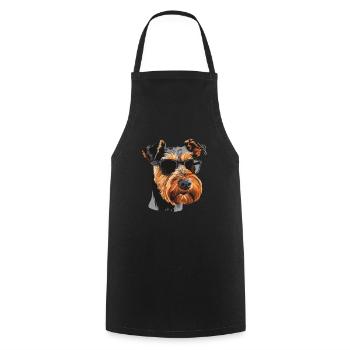 Airedale Terrier, Dog, Sunglasses, Summer - Cooking Apron - black - Front - AI Model Male 185 dark (185cm)