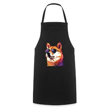 Akita, dog, sunglasses, summer - Cooking Apron - black - Front - AI Model Male 185 dark (185cm)