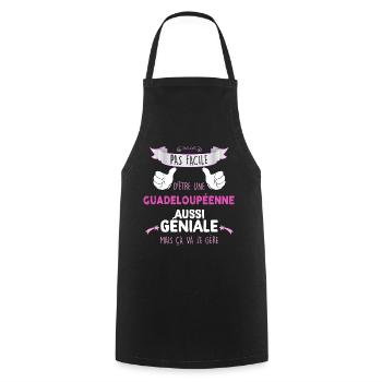 Femme Antillaise Créole Guadeloupéenne Géniale - Tablier de cuisine - noir - Devant - AI Model Male 185 dark (185cm)