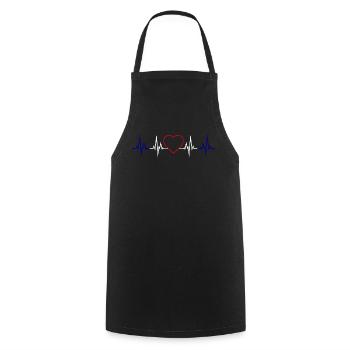 France battement de coeur - Tablier de cuisine - noir - Devant - AI Model Male 185 dark (185cm)