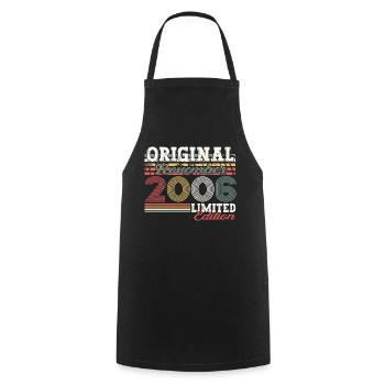Original November 2006 16th Birthday Gift - Cooking Apron - black - Front - AI Model Male 185 dark (185cm)