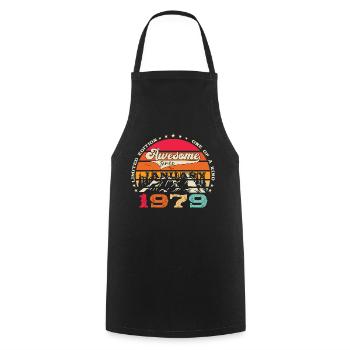 Born 1979 January 44th birthday Gift man - Cooking Apron - black - Front - AI Model Male 185 dark (185cm)
