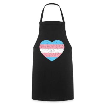 Trans Heart LGBTQ Transgender Flag - Cooking Apron - black - Front - AI Model Male 185 dark (185cm)