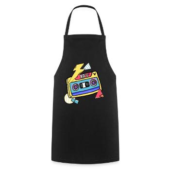Kassette Musik 80s Geschenk Pop Style - Kochschürze - Schwarz - Vorne - AI Model Male 185 dark (185cm)