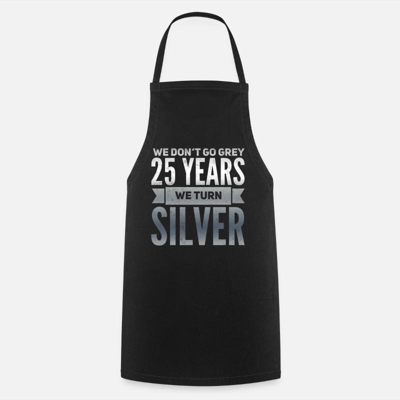 Silver wedding Silver wedding 25 years gift - Cooking Apron - black
