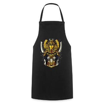 Egyptian Pharaoh Tutankhamun Ancient Anunnaki King - Cooking Apron - black - Front - AI Model Male 185 dark (185cm)