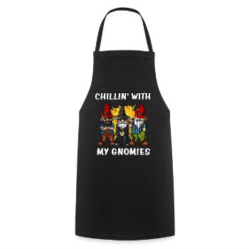 Chillin mit meinen Gnomies Fantasy Garden Gnomes - Kochschürze - Schwarz - Vorne - AI Model Male 185 dark (185cm)