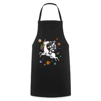 Space Astronaut Riding Magical Unicorn - Cooking Apron - black - Front - AI Model Male 185 dark (185cm)