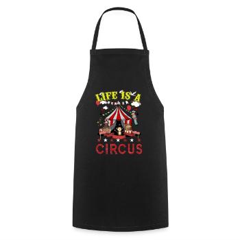 La vie est une fête de carnaval drôle de cirque - Tablier de cuisine - noir - Devant - AI Model Male 185 dark (185cm)