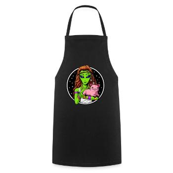 Space Alien Hippie Vegan Girl - Kochschürze - Schwarz - Vorne - AI Model Male 185 dark (185cm)