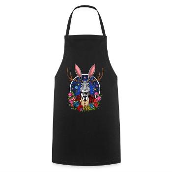 Psychedelische Jackalope - Kochschürze - Schwarz - Vorne - AI Model Male 185 dark (185cm)