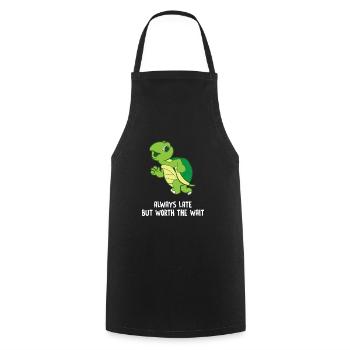 Turtle - Always late but worth the wait - Cooking Apron - black - Front - AI Model Male 185 dark (185cm)