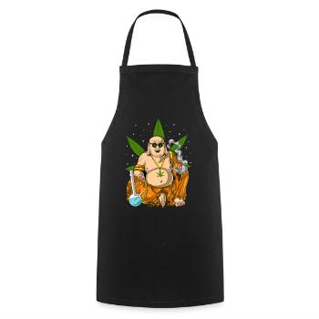 Bouddha fumer de l'herbe - Tablier de cuisine - noir - Devant - AI Model Male 185 dark (185cm)