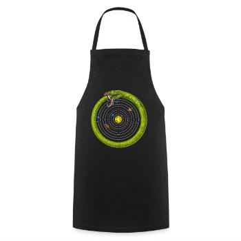 Solar System Ouroboros Snake - Cooking Apron - black - Front - AI Model Male 185 dark (185cm)