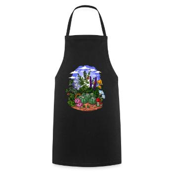 Psychedelic Nature Garden - Cooking Apron - black - Front - AI Model Male 185 dark (185cm)