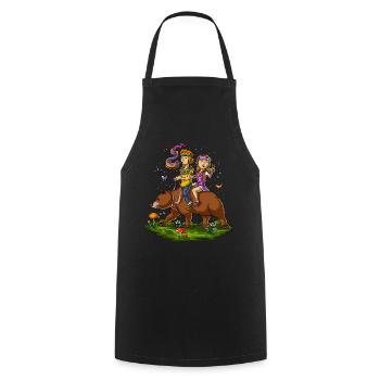 Hippies, die Bärn-Fantasie reiten - Kochschürze - Schwarz - Vorne - AI Model Male 185 dark (185cm)