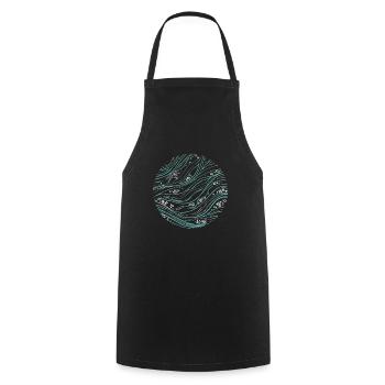 Ocean - ocean current circle - Cooking Apron - black - Front - AI Model Male 185 dark (185cm)
