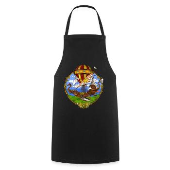 Steampunk Air Balloon - Cooking Apron - black - Front - AI Model Male 185 dark (185cm)