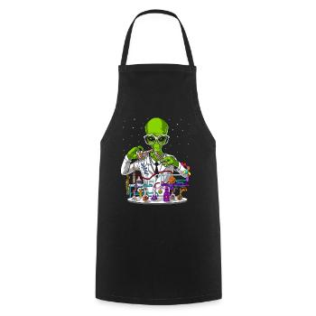 Alien Chemistry Scientist - Cooking Apron - black - Front - AI Model Male 185 dark (185cm)