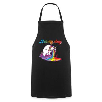 Not My Day unicorn spits vomit - Cooking Apron - black - Front - AI Model Male 185 dark (185cm)