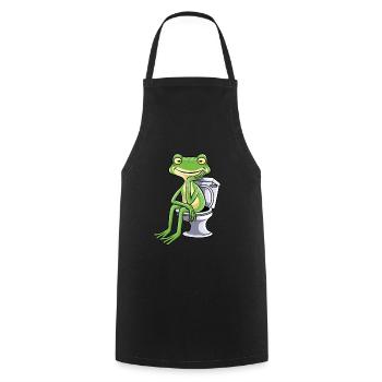 Frosch Klo Kacken Toilette - Kochschürze - Schwarz - Vorne - AI Model Male 185 dark (185cm)