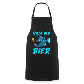Folge dem Bier Tiefsee Fisch Anglerfisch Bierglas - Kochschürze - Schwarz - Vorne - AI Model Male 185 dark (185cm)