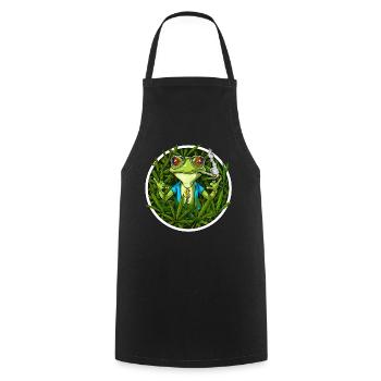 Grenouille fumer de l'herbe - Tablier de cuisine - noir - Devant - AI Model Male 185 dark (185cm)