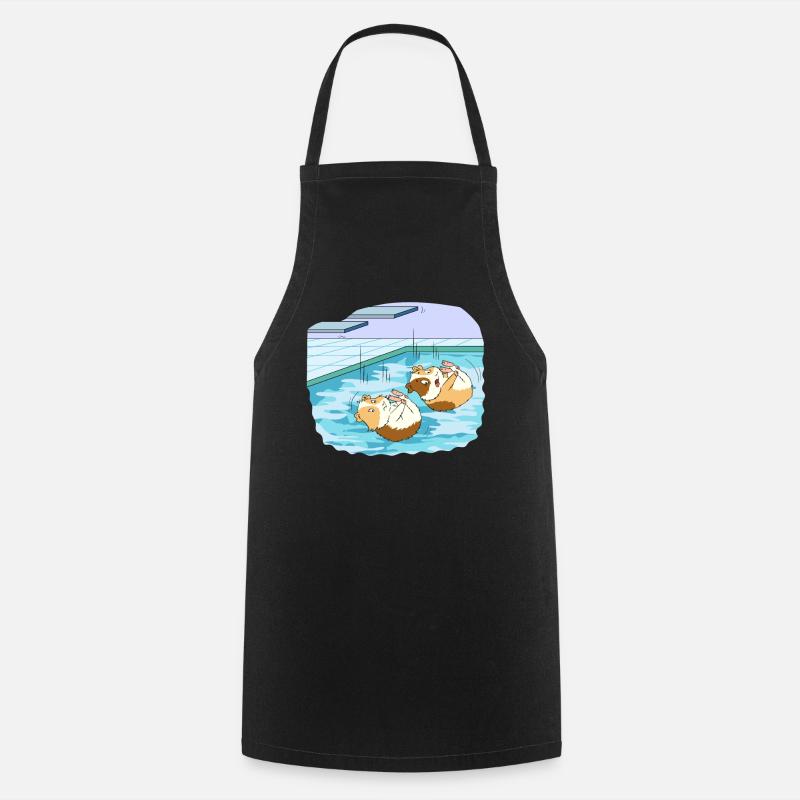 Swimming guinea pig diving platform diving board - Cooking Apron - black