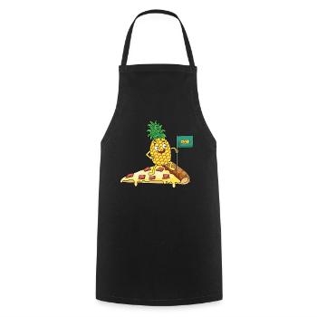 Lustige Ananas erobert die Pizza - Pizza Hawaii - Kochschürze - Schwarz - Vorne - AI Model Male 185 dark (185cm)