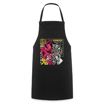 Oni démon japonais Cyborg - Tablier de cuisine - noir - Devant - AI Model Male 185 dark (185cm)