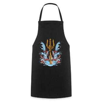 Trident Poséidon - Tablier de cuisine - noir - Devant - AI Model Male 185 dark (185cm)