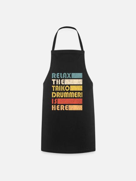 Taiko Drummer Vintage Drum Music Instrument Gifts - Cooking Apron - black