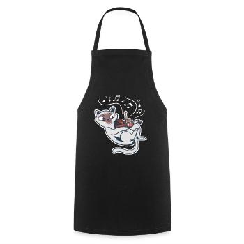 Sweet cat plays violin violin - Cooking Apron - black - Front - AI Model Male 185 dark (185cm)