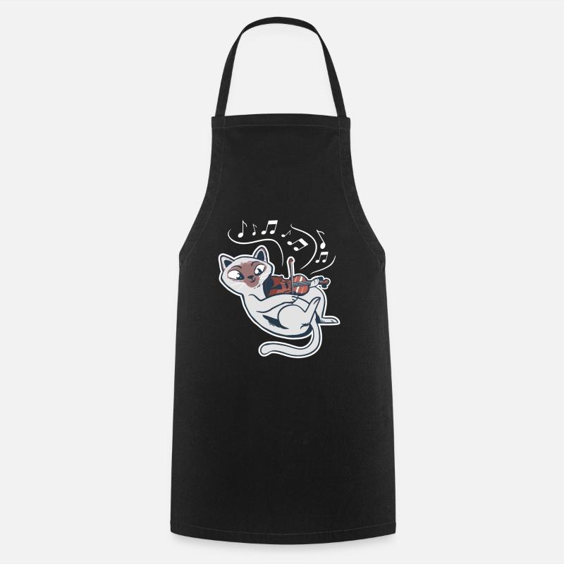 Doux chat joue violon violon - Tablier de cuisine - noir