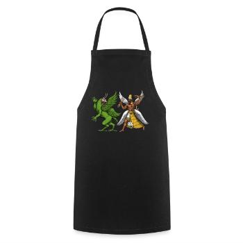 Mythologie sumérienne de Tiamat et Marduk - Tablier de cuisine - noir - Devant - AI Model Male 185 dark (185cm)