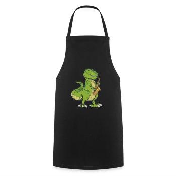 Funny Dinosaur playing the Saxophone Saxofon - Cooking Apron - black - Front - AI Model Male 185 dark (185cm)