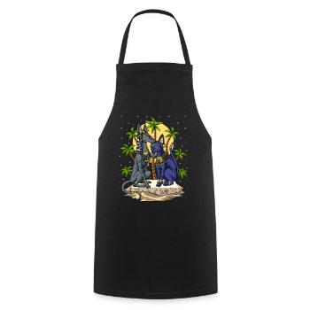 Egyptian Gods Anubis Bastet - Cooking Apron - black - Front - AI Model Male 185 dark (185cm)