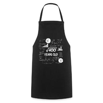 Racine carrée 400 = 20 ans - Anniversaire - Tablier de cuisine - noir - Devant - AI Model Male 185 dark (185cm)