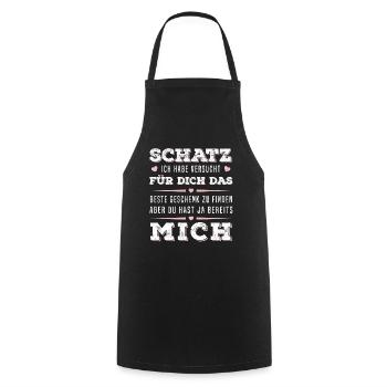 Geschenk zu finden aber du hast ja bereits mich - Kochschürze - Schwarz - Vorne - AI Model Male 185 dark (185cm)