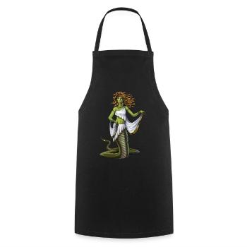 Ancient Greek Goddess Medusa - Cooking Apron - black - Front - AI Model Male 185 dark (185cm)