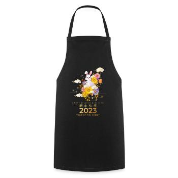 Fête du Nouvel An Bonne Année 2023 - Tablier de cuisine - noir - Devant - AI Model Male 185 dark (185cm)