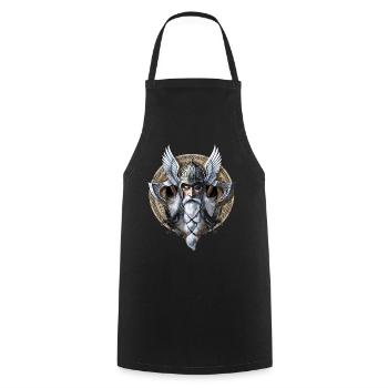 Viking Warrior God Odin - Cooking Apron - black - Front - AI Model Male 185 dark (185cm)