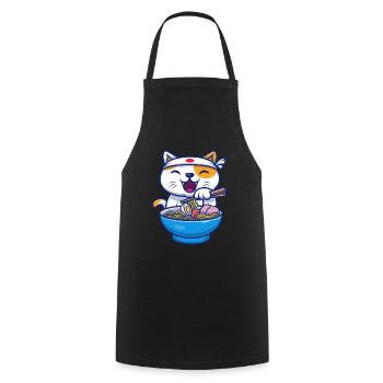 Ramen Cat Japan Kawaii - Cooking Apron - black - Front - AI Model Male 185 dark (185cm)