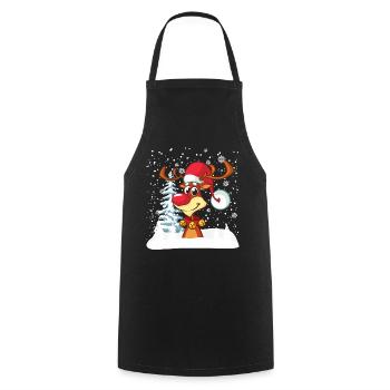 Rentier Lustig Winter Frohe Weihnachten - Kochschürze - Schwarz - Vorne - AI Model Male 185 dark (185cm)