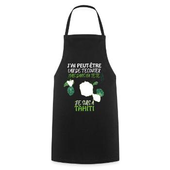 Ile Tahiti Idée Cadeau Homme Femme - Tablier de cuisine - noir - Devant - AI Model Male 185 dark (185cm)