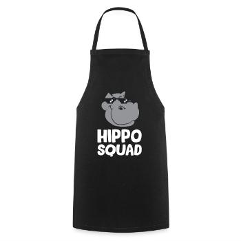 Nilpferd - Hippo Squad mit Sonnenbrille - Kochschürze - Schwarz - Vorne - AI Model Male 185 dark (185cm)